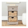 Kirkland's Cora Accent Table With Woven Storage Baskets In Neutral