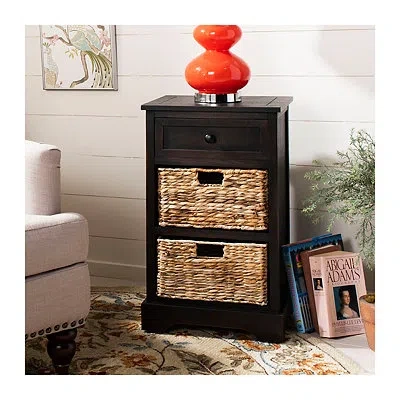Kirkland's Cora Accent Table With Woven Storage Baskets In Multi