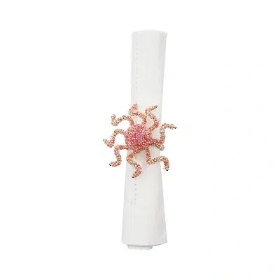Kirkland's Coral Beaded Octopus Napkin Rings In Pink