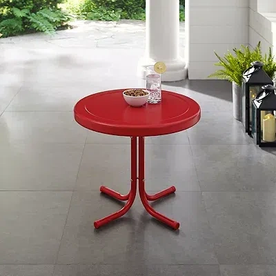 Kirkland's Coral Red Metal Outdoor Side Table