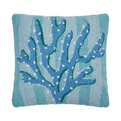 Kirkland's Coral Stripe Hooked Pillow In Blue