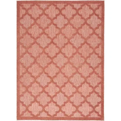 Kirkland's Coral Trellis Indoor/outdoor Area Rug In Red