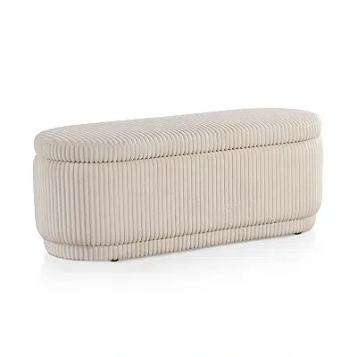 Kirkland's Corduroy Oval Storage Bench In Brown