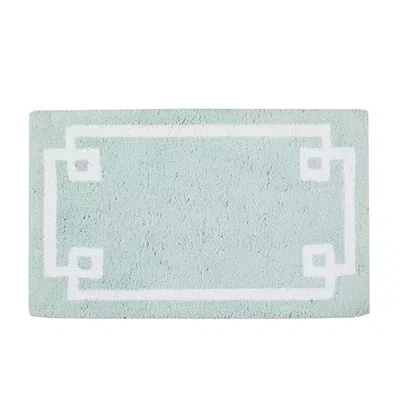 Kirkland's Cotton Tufted Bath Mat With Border In Blue