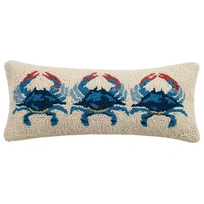 Kirkland's Crabs Hooked Wool Lumbar Pillow In Multi