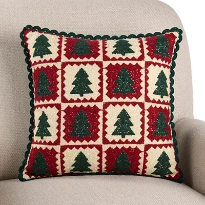 Kirkland's Crochet Christmas Trees Pillow In Multi