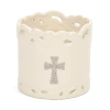 Kirkland's Cross Ceramic 3-wick Jar Candle Holder In White