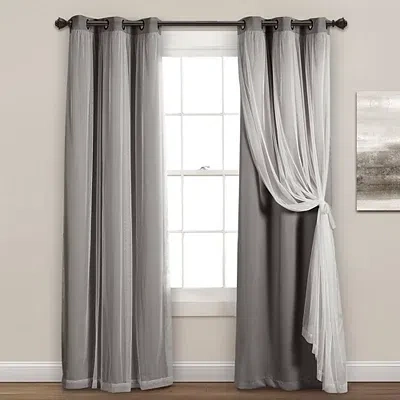 Kirkland's Curtain Panel Set With Overlay In Gray