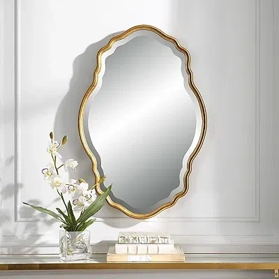 Kirkland's Curved Beveled Frame Mirror In Gold