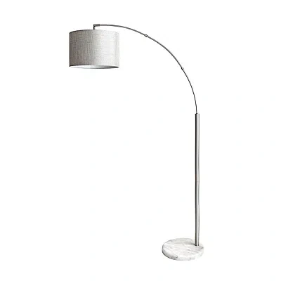 Kirkland's Curved Floor Lamp With Marble Base In Silver