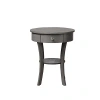 Kirkland's Curved Legs Round Drawer Accent Table In Gray