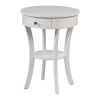 Kirkland's Curved Legs Round Drawer Accent Table In White