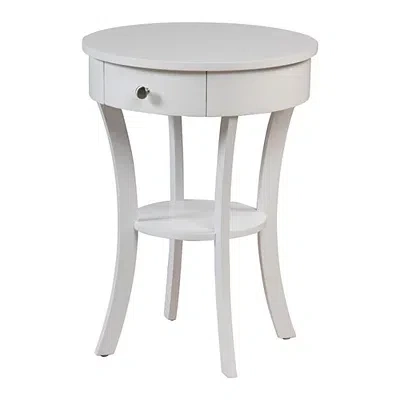 Kirkland's Curved Legs Round Drawer Accent Table In White