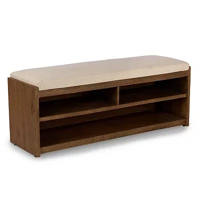 Kirkland's Cushioned Wood Peyton Storage Bench In Brown