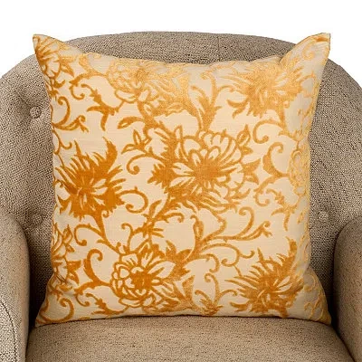 Kirkland's Cut Velvet Floral Pillow In Yellow