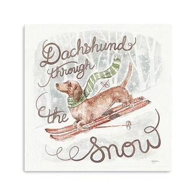 Kirkland's Dachshund Through The Snow Canvas Art Print In Multi