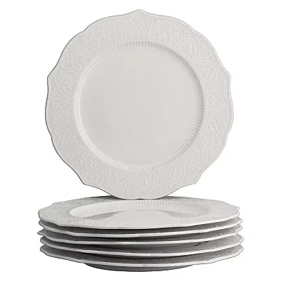 Kirkland's Dahlia Embossed Dinner Plates In White