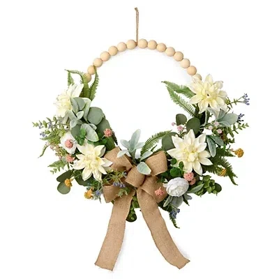Kirkland's Dahlia Mix Beaded Wood Wreath In Multi