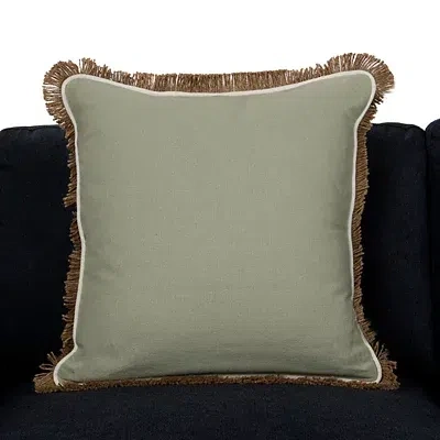 Kirkland's Dale Sage Jute Fringe Pillow In Multi