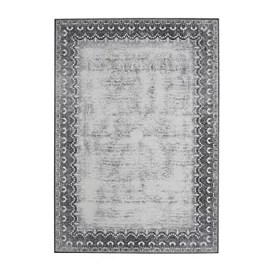 Kirkland's Dardon Gray Bordered Washable Area Rug