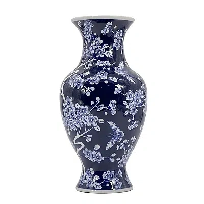 Kirkland's Dark Blue Floral Chinoiserie Vase