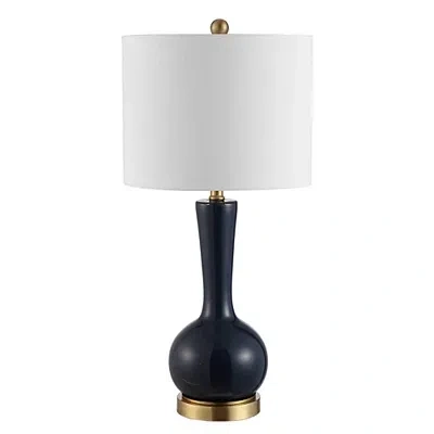 Kirkland's Dark Blue Glass Gaetna Table Lamp In White