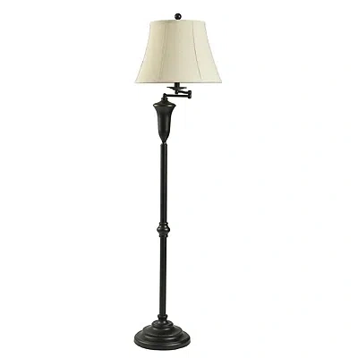 Kirkland's Dark Bronze Madison Swing Arm Floor Lamp In White