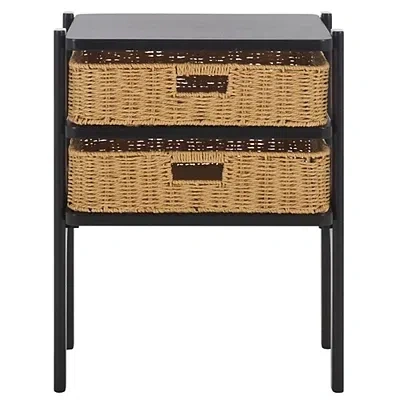 Kirkland's Dark Brown Woven 2-drawer Rosa Accent Table