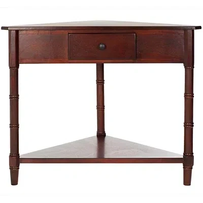 Kirkland's Dark Cherry Wood Selena Corner Accent Table In Brown