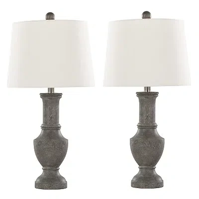 Kirkland's Dark Gray Chateau Table Lamps In White