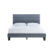 Kirkland's Dark Gray Plush Linen Queen Platform Bed In Blue