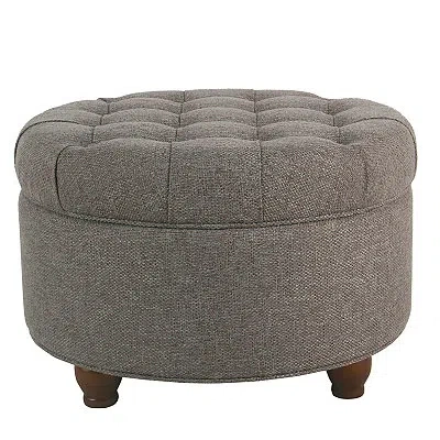 Kirkland's Dark Gray Tufted Round Storage Ottoman