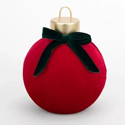 Kirkland's Dark Red Velvet Ornament Figurine With Green Bow In Multi