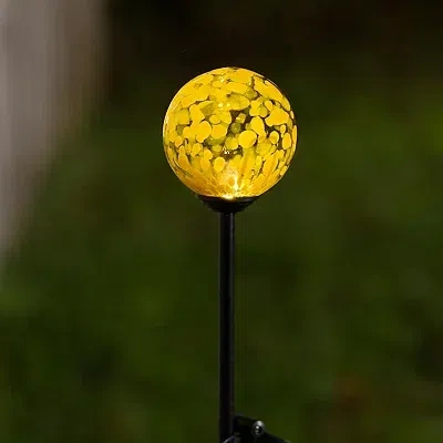 Kirkland's Dark Yellow Glass Gazing Orb Solar Stake