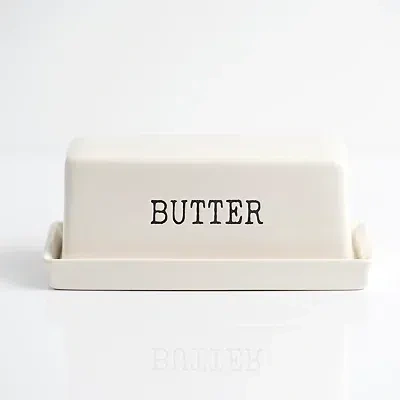 Kirkland's Debossed Butter Dish In White