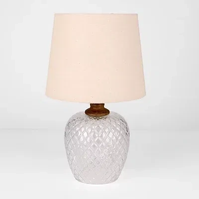 Kirkland's Diamond Glass Table Lamp In White
