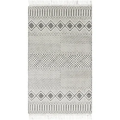 Kirkland's Diamond Tassel Wool Area Rug In Gray
