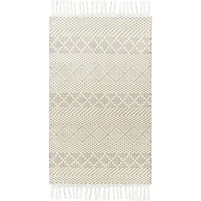 Kirkland's Diamond Tassel Wool Area Rug In White