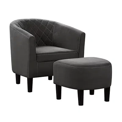 Kirkland's Diamond Tufted Accent Chair & Ottoman Set In Black