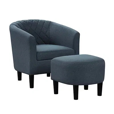 Kirkland's Diamond Tufted Accent Chair & Ottoman Set In Blue