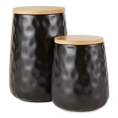 Kirkland's Dimpled Bamboo Canisters In Black
