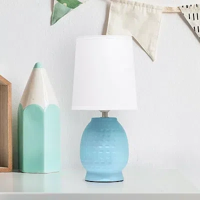 Kirkland's Dimpled Ceramic Petite Table Lamp In Blue