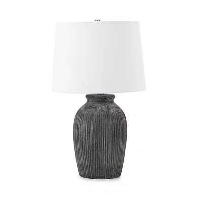 Kirkland's Distressed Black Ribbed Table Lamp In White