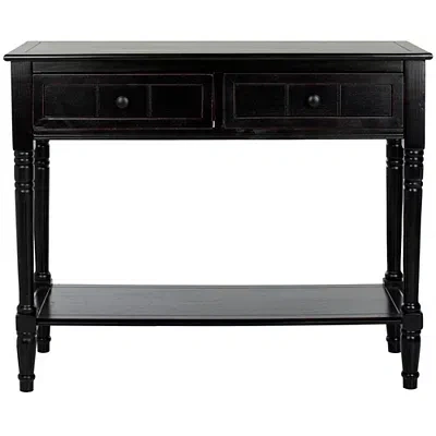 Kirkland's Distressed Black Wood 2-drawer Console Table