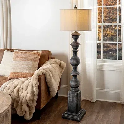 Kirkland's Distressed Carved Floor Lamp In Multi