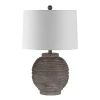 Kirkland's Distressed Charcoal Textured Resin Table Lamp In White