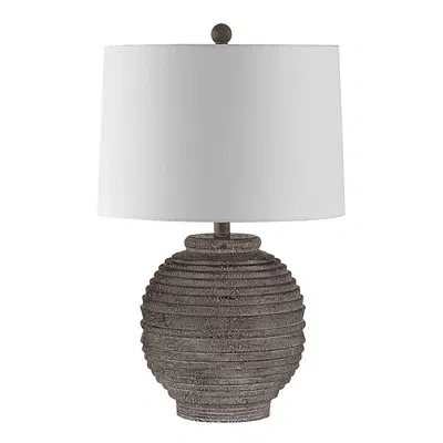 Kirkland's Distressed Charcoal Textured Resin Table Lamp In White