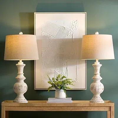 Kirkland's Distressed Cream Adelaide Table Lamps In Multi