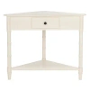 Kirkland's Distressed Cream Wood Selena Corner Accent Table In White