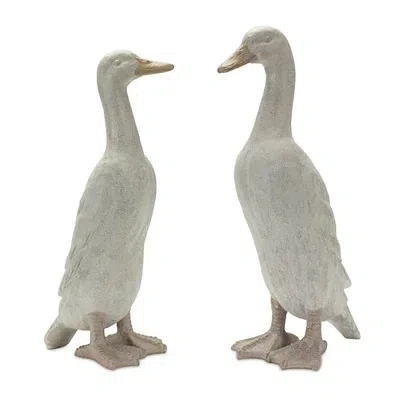 Kirkland's Distressed Garden Goose Outdoor Statues In White